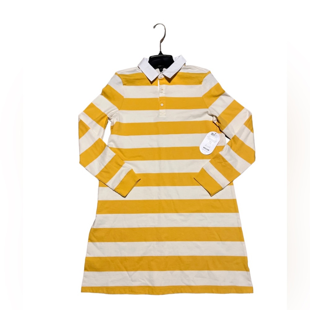 Wonder Nation Girls rugby dress yellow and white NWT